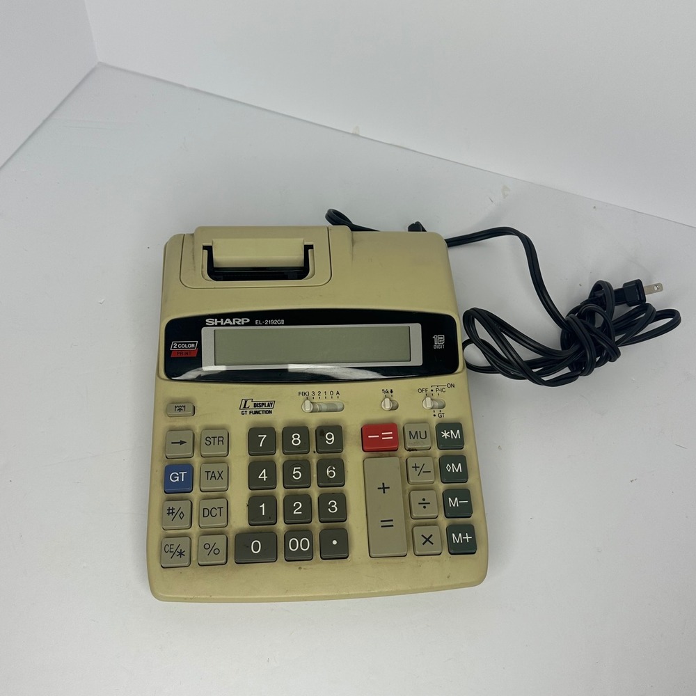 Sharp EL-2192GII 12 Digit 2 Color Print Desktop Adding Machine Calculator